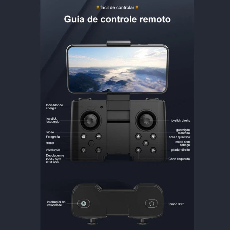 Drone Mini Profissional XT8 Câmera HD 4K WiFi FPV