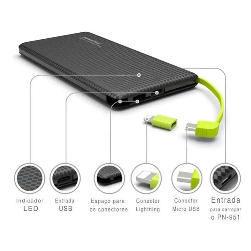 Carregador Portátil Power Bank 10.000mAh Android/IPhone V8 USB
