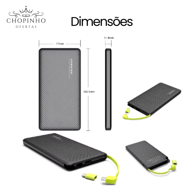 Carregador Portátil Power Bank 10.000mAh Android/IPhone V8 USB