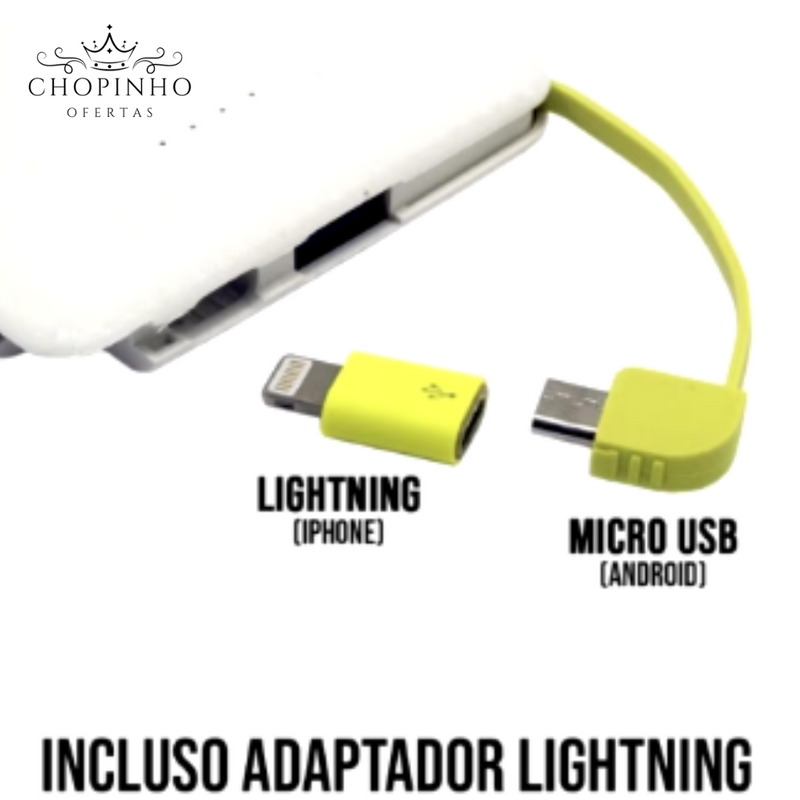 Carregador Portátil Power Bank 10.000mAh Android/IPhone V8 USB